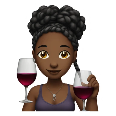 Black girl with braids holding glass of wine sticker