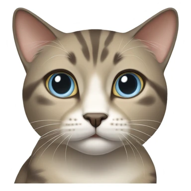 Thai breed realistic cat with a light cream -brown body, dark gray-brown face, ears, and paws. Short fur, sharp ears, striking light blue eyes  sticker