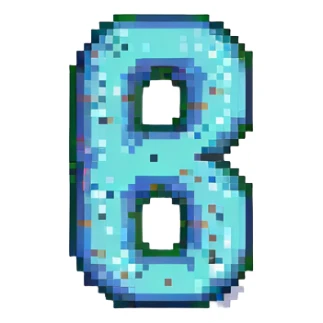 number 7, pixel art style, with drop shadow sticker