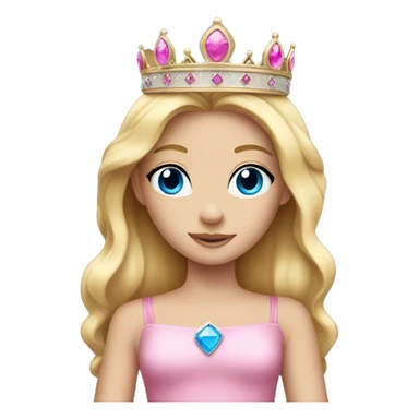 blonde princess with blue eyes with pink princess crown sticker