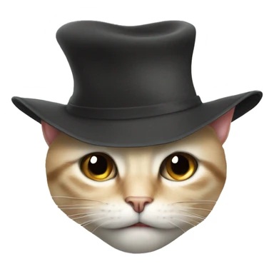 A cat hiding half its face behind a hat out of shyness. sticker