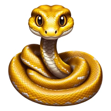 Cinematic Cute Python Portrait Emoji, Head tilted playfully and inquisitively, with a sleek, patterned body accented by vibrant scales and round, sparkling eyes full of charm, Simplified yet irresistibly adorable features, highly detailed, glowing with a warm, inviting glow, high shine, affectionate and lively, stylized with a touch of exotic whimsy, bright and endearing, soft glowing outline, capturing the essence of a mischievous yet loving python that seems as if it could slither out of the screen into your arms! sticker