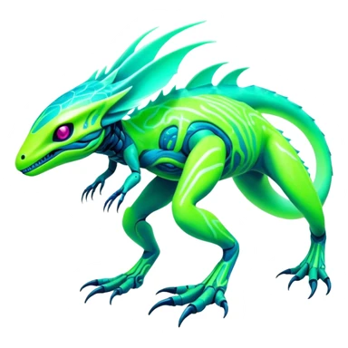 Tropical futuristic lush cool edgy neon Fionbri-Vernid-Elgyem-creature (full body) sticker