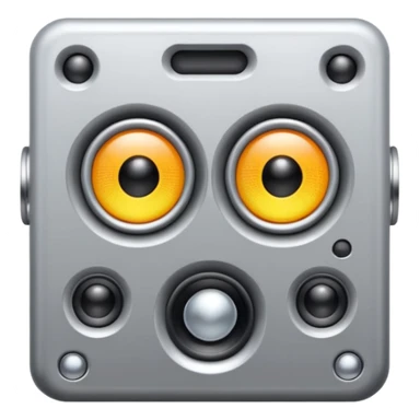 a speaker with eyes and buttons sticker