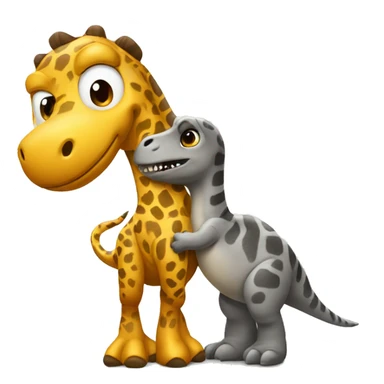 Jiraffe hugging a t-rex sticker
