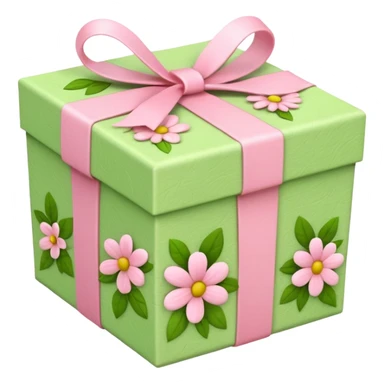 light green and light pink floral gift box sticker