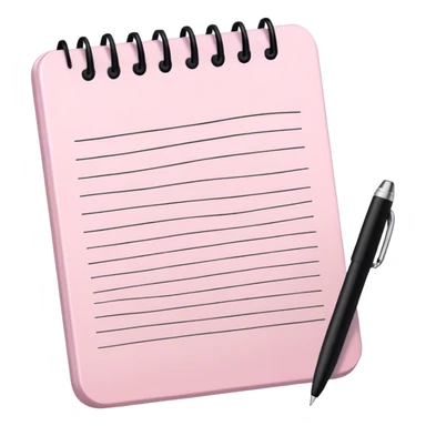 Pale pink notepad with pen sticker
