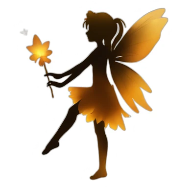 Silhouette of a fairy in amber sticker