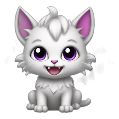 Cute dragon cat purple with big wings and big teeth sticker