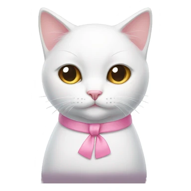 a white cat with one pink bows on each ear sticker