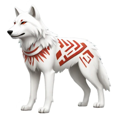 White Wolf With red Tribal Markings Full Body sticker