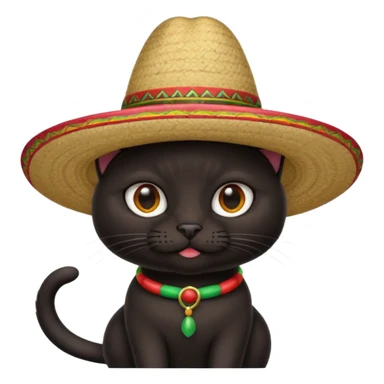 mexican hat black cat sticker