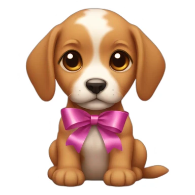 puppy with ribbon on top sticker