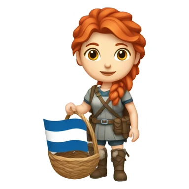 red hair female winter mountaineer with Greek flag and easter basket sticker