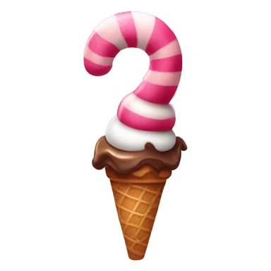 Pink candy cane with ice cream Sunday  sticker