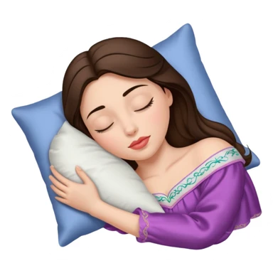 sleeping beauty brunette white girl with a silk pillow sticker