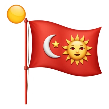 Creat sun and half moon symbol in red flag, flag like 🚩  sticker