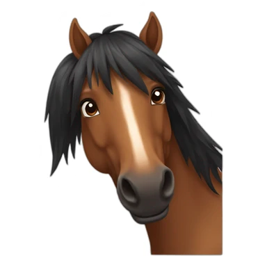 Brown horse with black hairs From the front sticker
