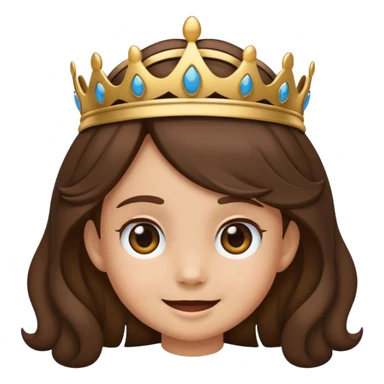 Créame un emoji de una niña de 5 años con el pelo castaño oscuro y ondulado, que lleve diadema, ojos marrones y sonriendo sticker