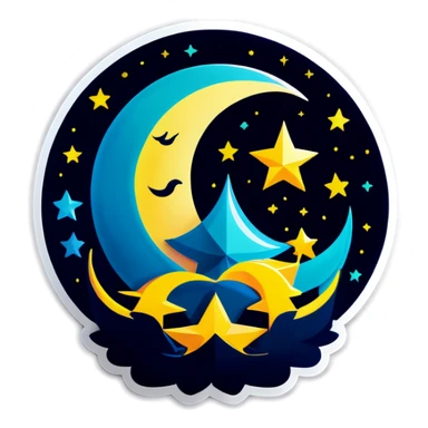 Ramadan vibes with moon and star sticker