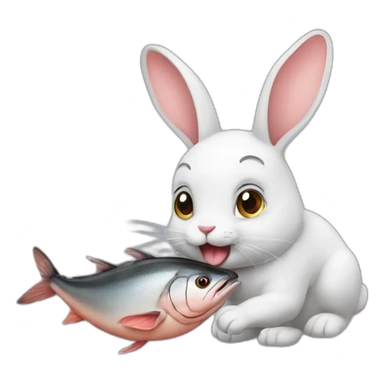 Rabbit holding a tuna fish sticker