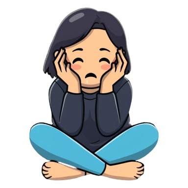woman sitting and crying covering her face with her arms sticker