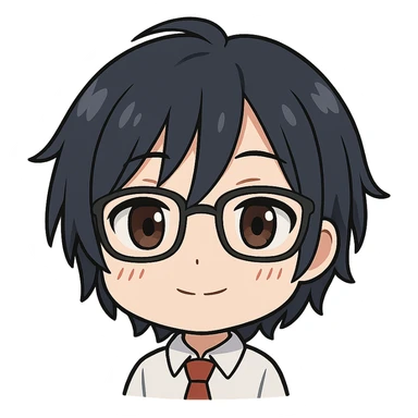chibi anime style emoji combining Hiro from 'Darling in the Franxx', Miyamura from 'Horimiya', and Kanata Asai from 'Ovation Moments' sticker