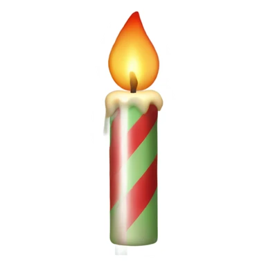 Candle with red and green stripes going around it sticker