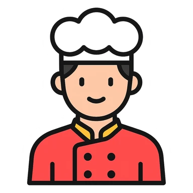 a man with black hair in a chef's suit sticker