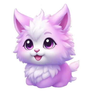 Kawaii cute gorgeous colorful sparkly bright light pastel lilac-pink-white-gradient fantasy ethereal fursona animal creature sticker