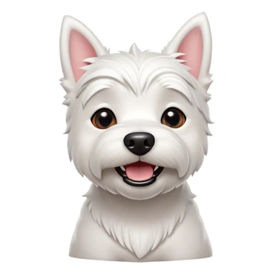 Cinematic Comical West Highland White Terrier Portrait Emoji, Head tilted dramatically with an exaggeratedly shocked or amused expression, featuring a sleek, pristine white coat with perky ears and wide, expressive dark eyes filled with playful disbelief, Simplified yet hilariously expressive features, highly detailed, glowing with a slightly sassy glow, high shine, dramatic yet playful, stylized with an air of cheeky mischief, bright and endearing, soft glowing outline, capturing the essence of a spirited and over-the-top companion, so meme-worthy it feels like it could side-eye its way into internet fame instantly! sticker