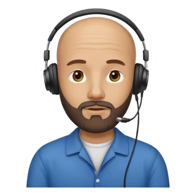Bald man with earphones and beard  sticker