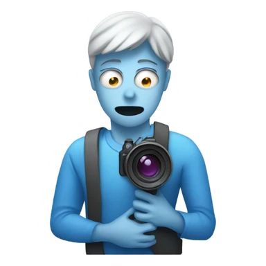 Ghost holding a camera wearing a blue shirt sticker