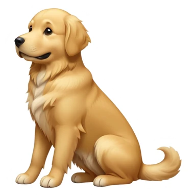cinematic-[golden retreiver]-realistic-full-body-sitting-emoji,-tail-resting-loosely-beside-its-paws,-head-tilted-dramatically,-sleek-[golden]-fur,-simplified-yet-realistic-focused-features,-highly-detailed,-glowing-with-an-almost-sarcastic-glow sticker