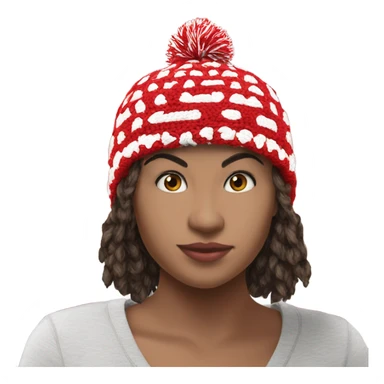 red and white crochet beanie sticker