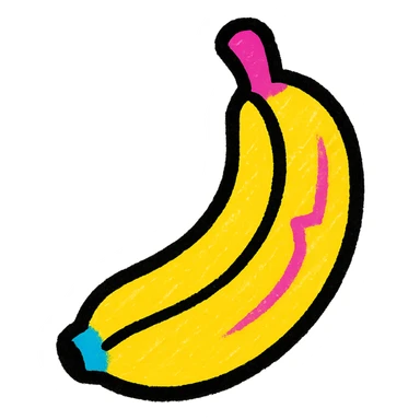 vibrant stylized emoji of a whole banana, suitable as a sprite for a 2D fruit ninja game sticker