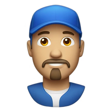 white man with goatee and blue cap sticker