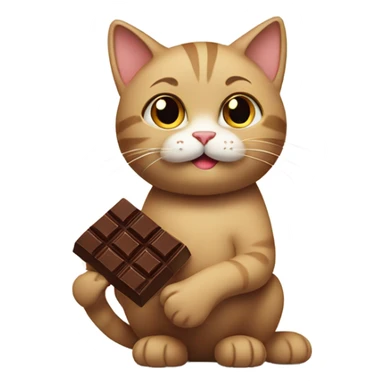 Cat with chocolate in paws sticker