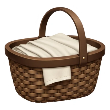 A woven raffia dark Brown basket with fresh washed linen sticker