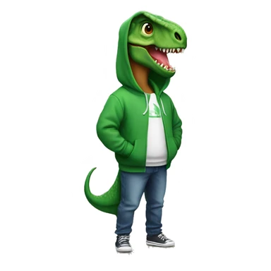 Dinosaur wearing a hoodie sticker