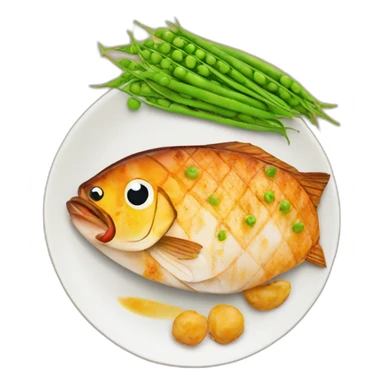 grilled fish with green peas sticker