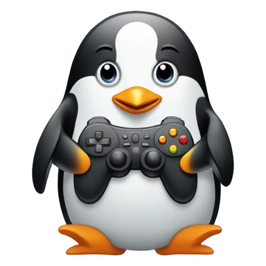 penguin with gamepad in hands sticker