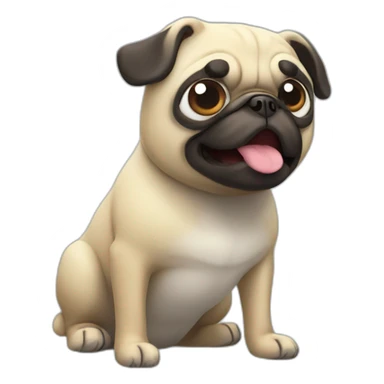 pug, 3D, cartoon sticker