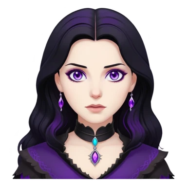 Yennefer from Witcher with black hair and purple eyes sticker