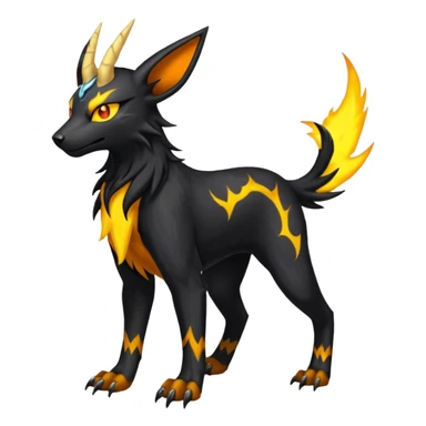 Long-horned Manectric-Houndoom-Luxray-Bobcat-Fakémon-fusion-animal-creature, full body  sticker