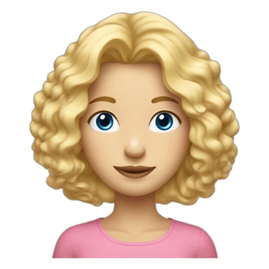 Femme à la peau claire, cheveux bouclés blonds clair et yeux bleus clairs  qui effectue un dab sticker