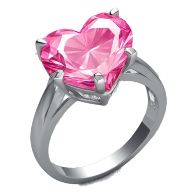 Pink heart shaped diamond on silver ring sticker