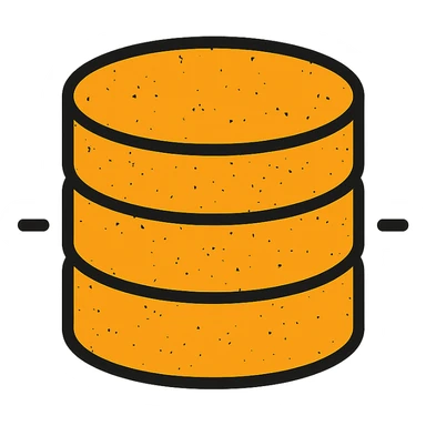 minimalist hoard of database cylinders with worn distressed effect sticker