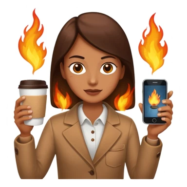 Holding two coffees and a phone on fire sticker