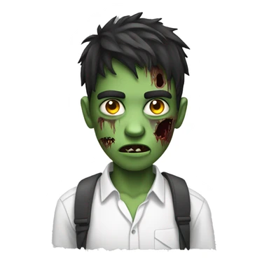 teen boy zombie with dark hair and white shirt sticker